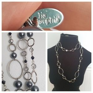 Lia Sophia Beaded & Silver Long Drape Necklace